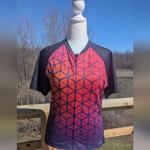 Giro XL Cycling Jersey Geometric Print Red, Orange & Black